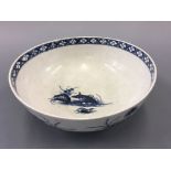 A Worcester Precipice pattern bowl dated 1760. Diameter 21.5cm.