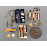 Medals and bronze death plaque of 2141 Pte Richard Henry Daffon 20th Batallion AIF including