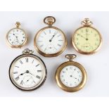 A collection of Waltham pocket watches and one fob watch, one being silver hallmarked Birmingham