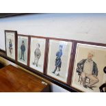 Set of five oak framed 19th century men of the day pictures.