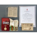 Two medals awarded to Joan Larkin including Silver Jubilee Medal, with certificate and newspaper