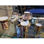 Small collection of cabinet items to include Royal Crown Derby, Crown Staffordshire.