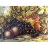 PETER SKETT. One framed, signed oil on board titled ‘Apricots and Wild Grapes’, 18.5cm x 23.5cm,