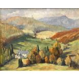 Circle of JAMES LAWRENCE ISHERWOOD. Framed, unglazed, signed oil on canvas, titled verso Valley -
