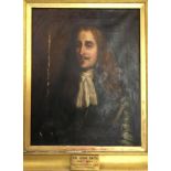 Framed, oil on canvas, Victorian copy of portrait of Sir John Smith (1616-1644), 79cm x 62cm.