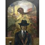 PAUL POSS (FRANK R. PAUL). Framed, signed oil on canvas, male figure smoking with female figure in