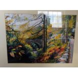 EDWIN MASON [RBSA]. Framed, glazed, signed watercolour on paper, autumnal scene, titled verso Pont