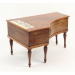 A Palais Royal inlaid mahogany musical sewing box in the form of a piano, circa 1850, on five turned