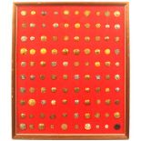 Buttons - schools and colleges - a framed display of 100, mostly gilt brass and white metal, some