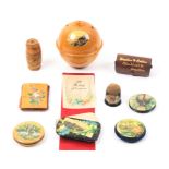 Mauchline ware and other pieces - sewing - comprising a wool ball (Bournemouth From East Cliff), 8.
