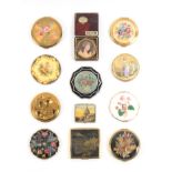Twelve vintage powder compacts, including a boxed example by Dubarry, 5cm dia, a rectangular example