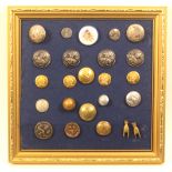 Buttons - dress and costume -- four small framed displays including cut steel, a set of eight
