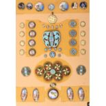 Buttons and two Buckles - enamels 18th Century and later, 47, a good selection including a set of