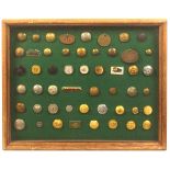 Buttons - railways and transport - two framed displays comprising a framed display of 44 railway