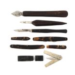 Eight 19th Century medical knives, comprising two twin blade examples stamped 'Weiss, London',