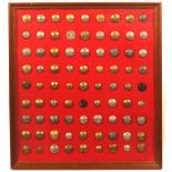 Buttons - military - a framed display of 81 mostly post 1901, brass and white metal including