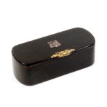 A Scottish green ground line decorated snuff box of rounded end rectangular form, lid with white