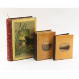 Mauchline ware - three books - comprising Burns Poetical Works (large colour print river