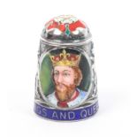 A silver and enamel thimble by Peter Swingler - 'King Ethelred 978-1016' from The Kings And Queens