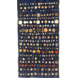 Buttons - dress and costume - a large selection mounted on blue velvet roll, cut steel, glass and