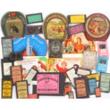 Needle packets and books comprising three horse-shoe shaped needle cases in card circa 1920 one