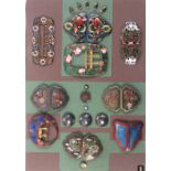 Buckles and buttons - enamels, comprising nine buckles including three good Chinese cloissone