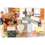 A mixed lot - sewing - comprising boxes and cards of buttons, boxes of reels and skeins, together