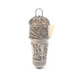 A good combination silver filigree thimble/tape measure, thimble with oval cartouche and screwing