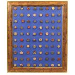 Buttons - dress and costume - six small framed displays comprising mostly tinies in metal and