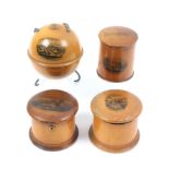 Mauchline ware - sewing - four pieces comprising a wool ball (Sea Hills And Pavilions, Mablethorpe),