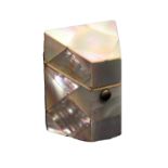 A mother of pearl needle packet case of canted form with sloping lid in diamond pattern pearl,