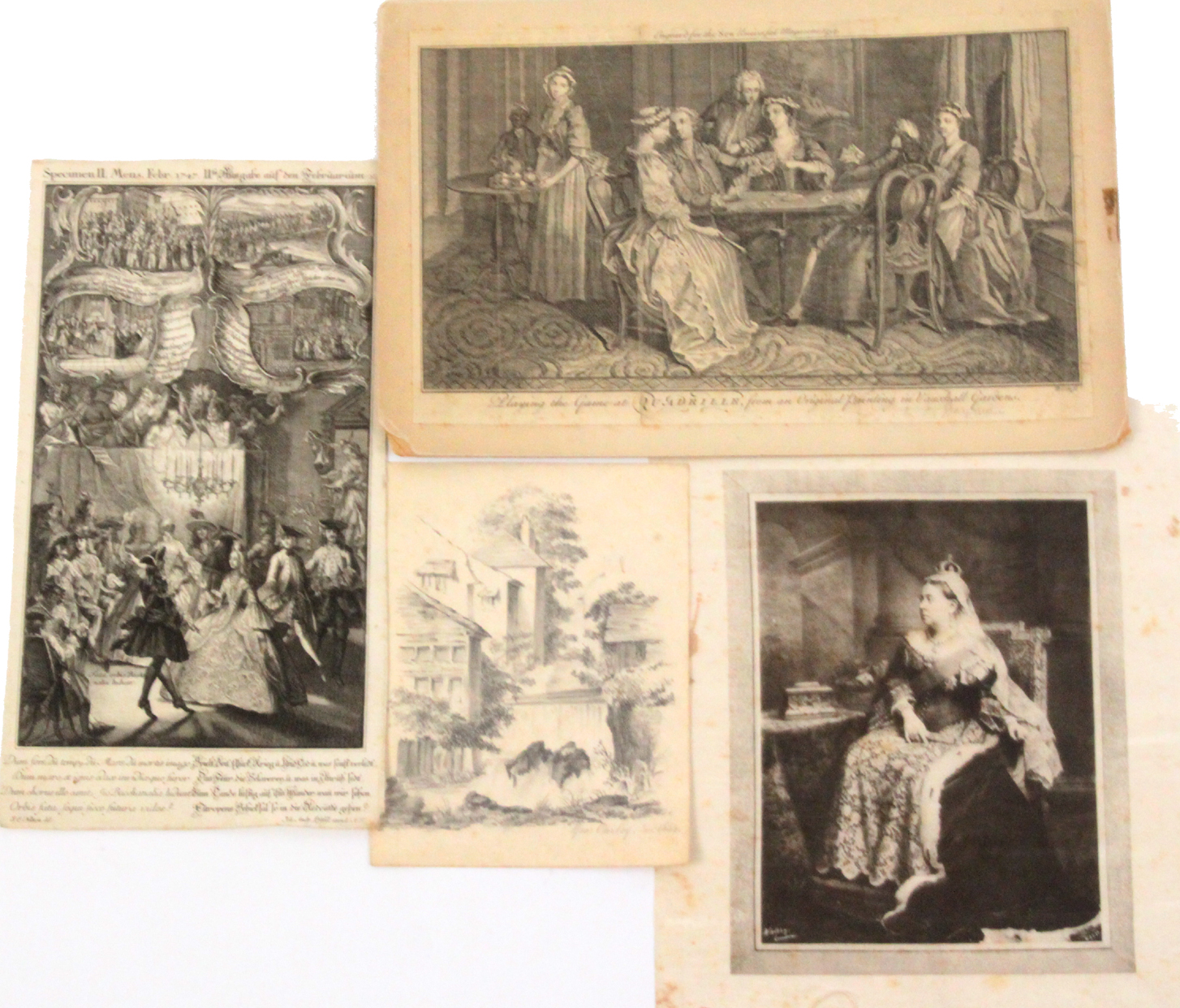 Prints comprising an engraving after J.E. Nilsson (1721-1788) depicting and 18th Century dance scene