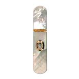 An early 19th Century mother of pearl needle case, Palais Royal, of curved end rectangular form,