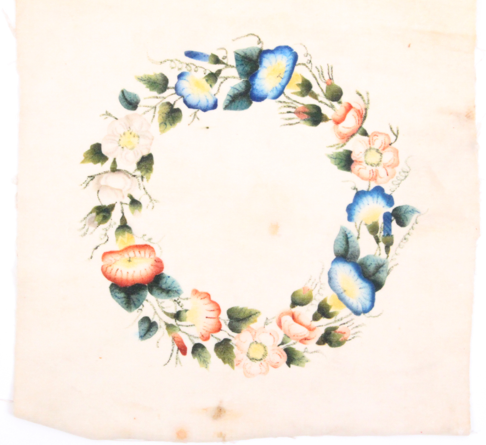 A 19th Century painted velvet panel and another, the first of a wicker basket of fruit on a pedestal - Bild 2 aus 2