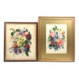 Two 19th Century botanical watercolours, each of a floral bouquet, one 36 x 25cm in gilt frame,