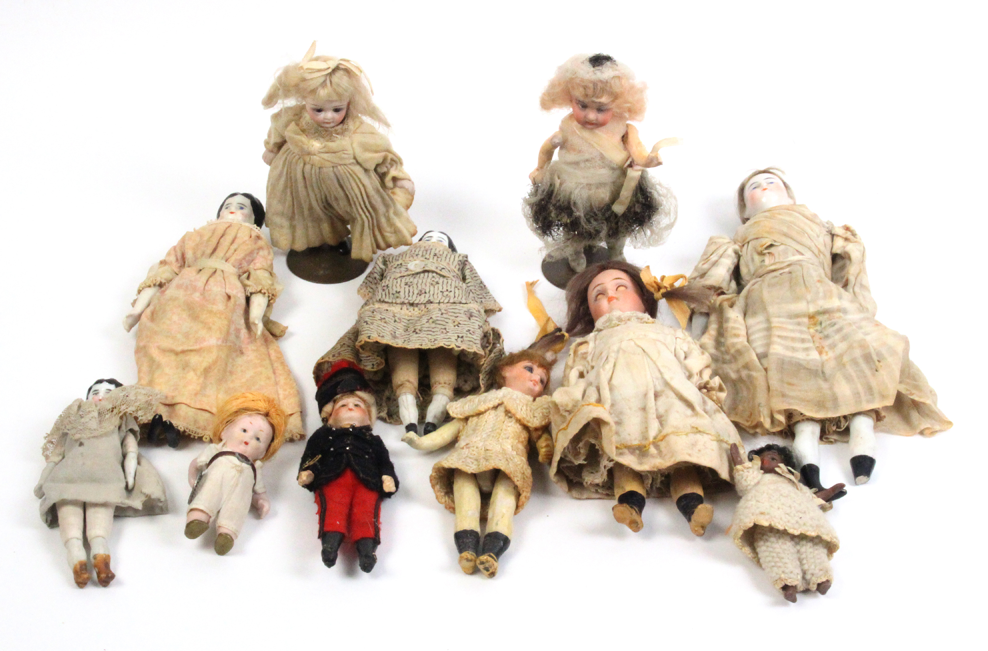 Eleven Victorian and later small format dolls all with ceramic heads, largest 19cm (11) - Image 2 of 2