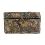 A late 17th Century needle work covered case of rectangular form hinged along the top and