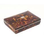 A rectangular tortoiseshell etui by Thomas Lund, London, the curved sides below a cushion top