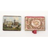 Two needle books comprising a reverse glass decorated example - (Carisbrook Castle/Osborne House),