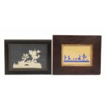 Two 19th Century framed silhouettes comprising an example in white on black of a boatman beside