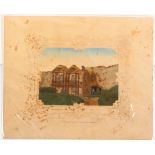A sand picture 'Drawn With Alum Bay Sand - Cliff Cottage, Shanklin É. By J Symonds Cowes' in a