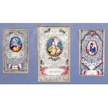 Three religious cut paper and painted devotional panels, Irish or continental circa 1820, comprising