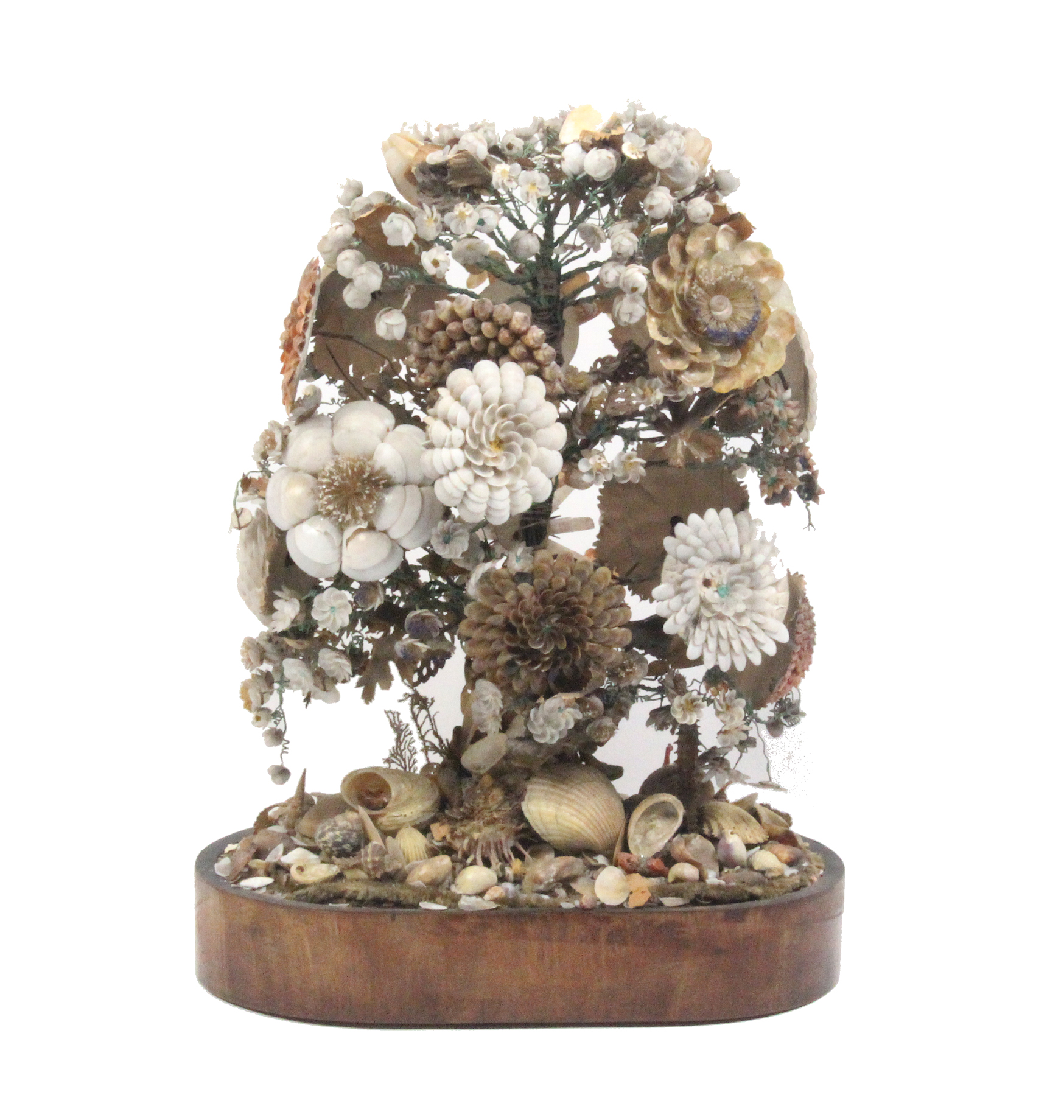 Shell work comprising a Victorian three dimensional floral 'tree' on shell work oval base, some - Image 2 of 3