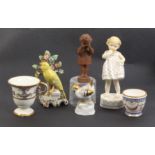 A small group of ceramics comprising a Royal Worcester figure 'Only Me Modelled By F.G. Doughty'