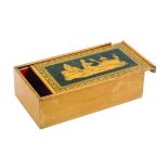 An early 19th Century whitewood box, probably early Tunbridge Ware, of rectangular form, the sliding