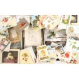 A good collection of Victorian and Edwardian Christmas and other greeting cards, three shoe boxes