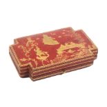 A fine etui, the gilt metal tools French, the case probably Asprey, the red leather covered case