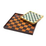 Two antique chess boards comprising a wooden example 33cm sq., the other in alternate squares of