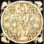 A carved ivory mirror frame in the 14th century Gothic style, Paris, 19th century or earlier,the