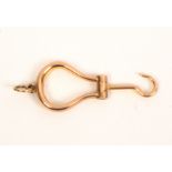 A 9ct gold folding miniature button hook, 2.7cm closed